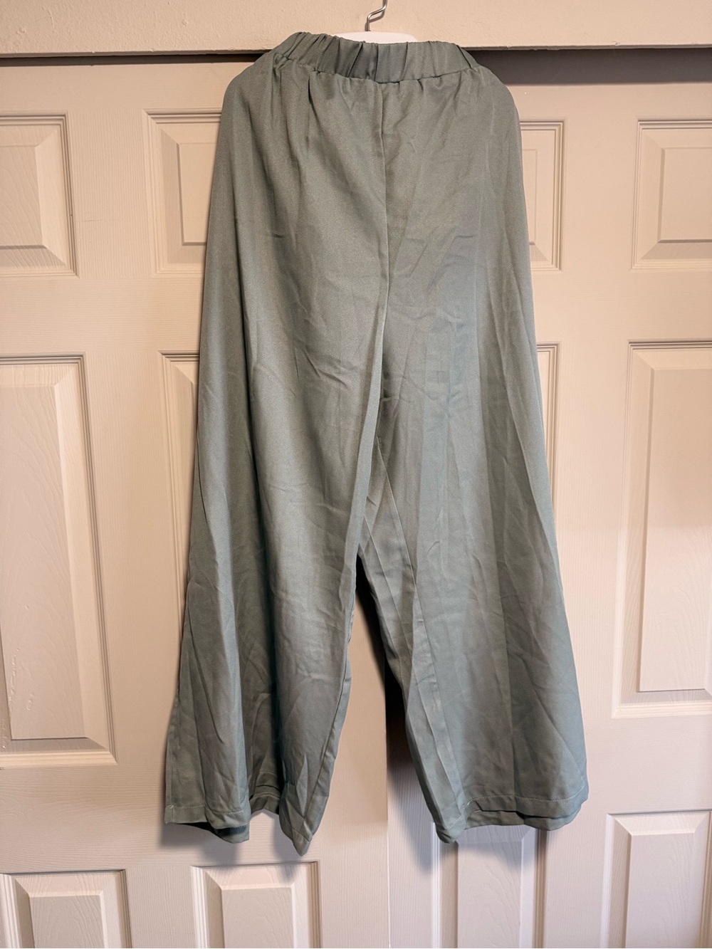 Women's Wide Leg Elastic Waist Pants - Sage Green